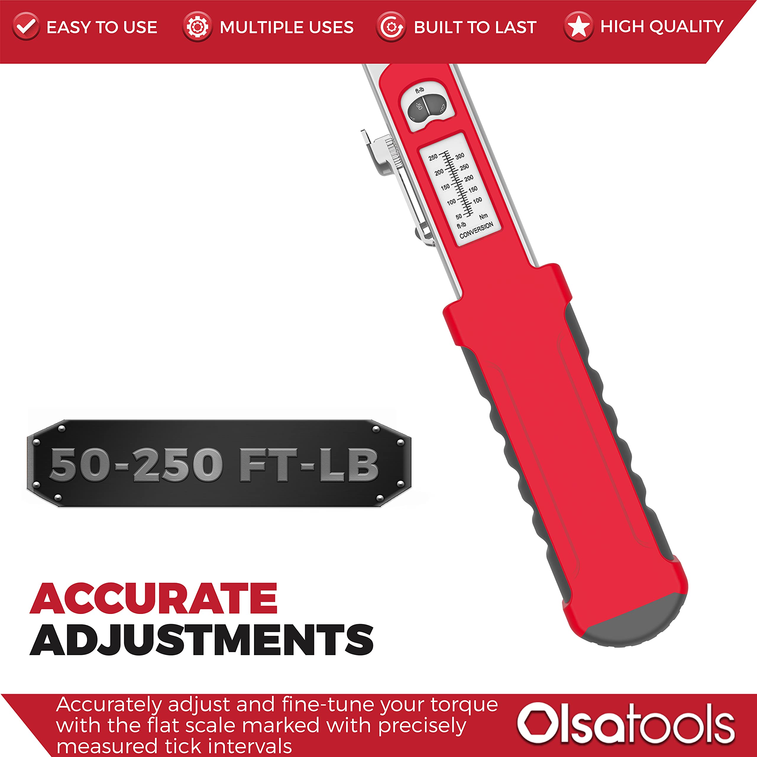 Olsa Tools Split Beam Torque Wrench, 1/2 inch Drive, +4 Accuracy (50