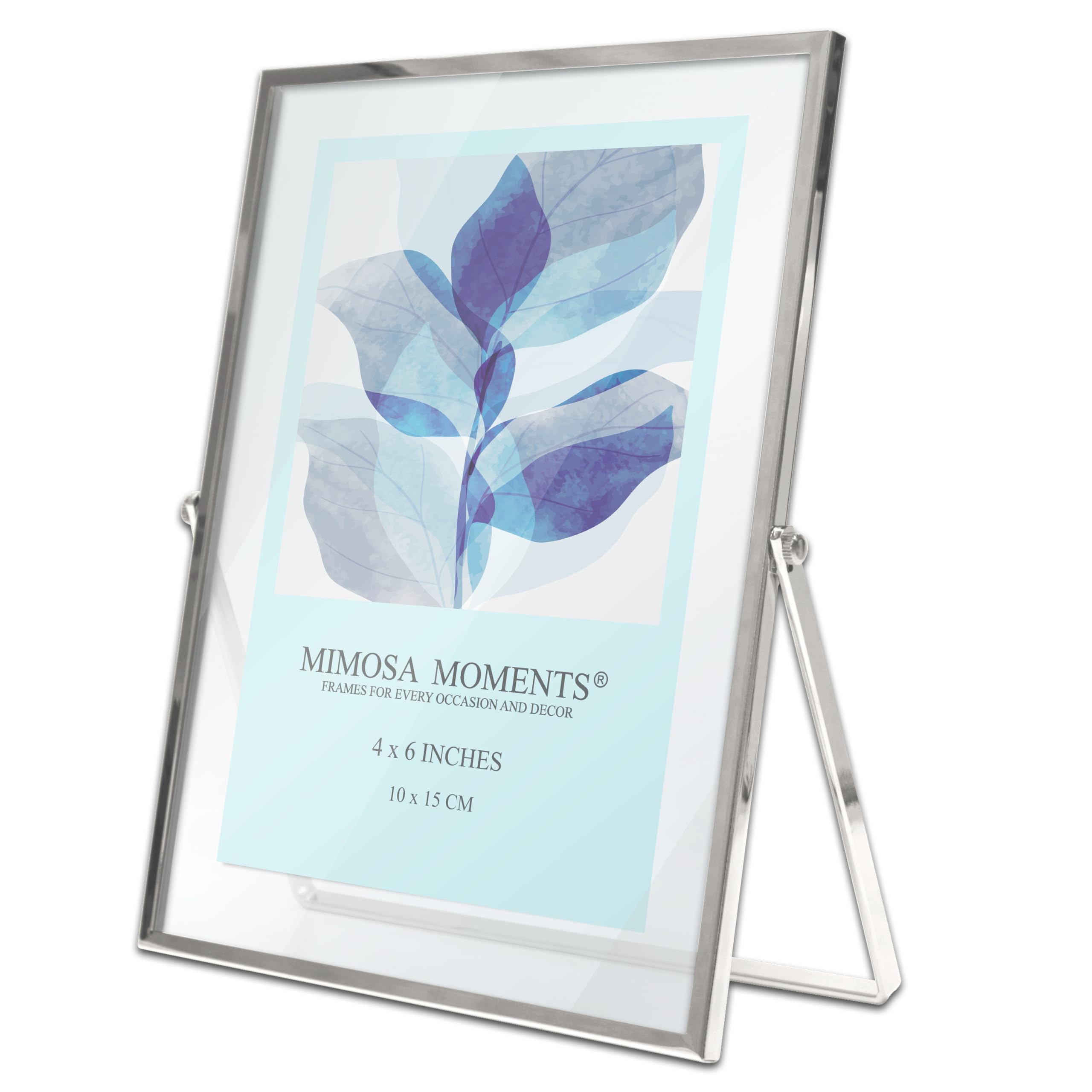 MIMOSA MOMENTS Silver Metal Floating Picture Frame (Silver, 4x6)