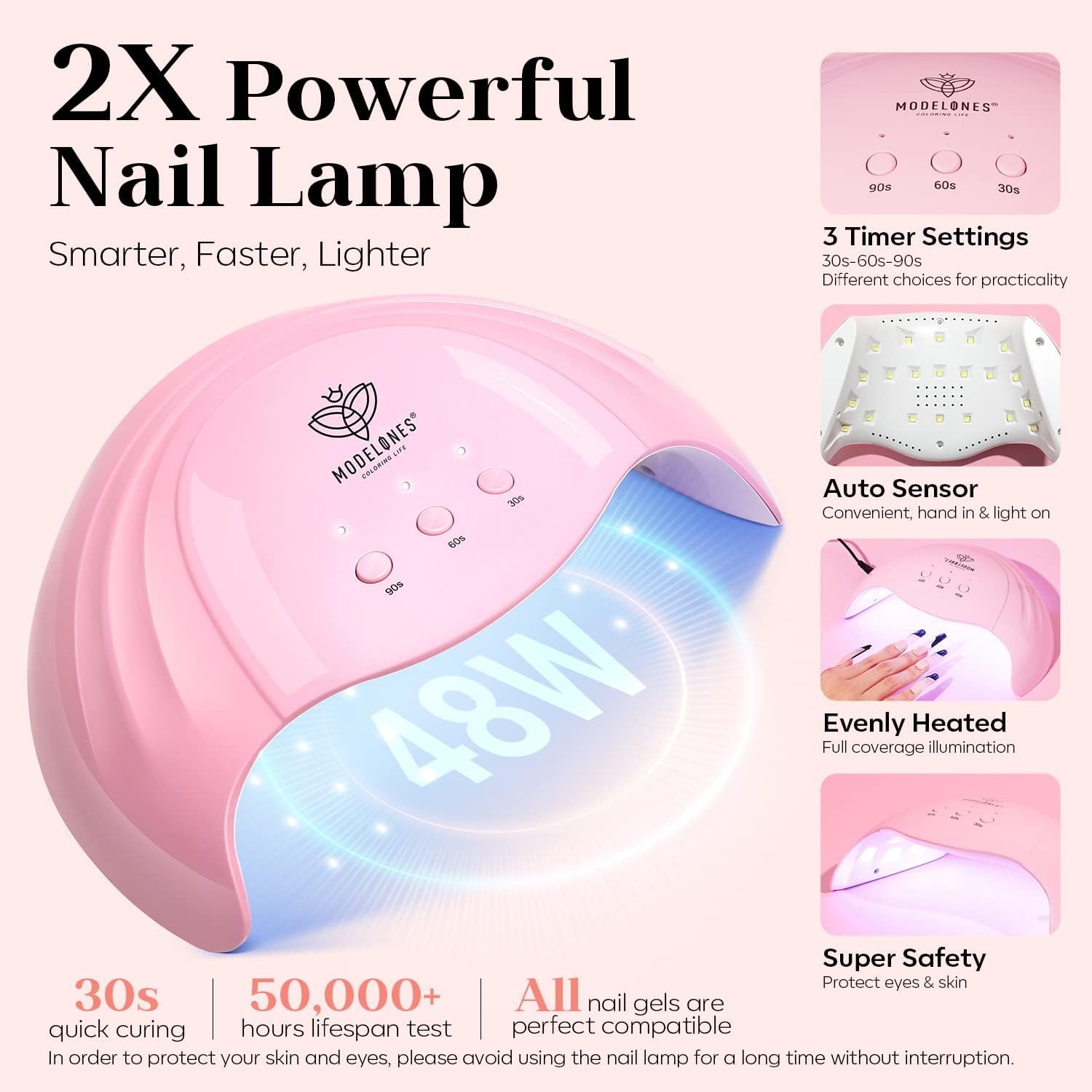modelones Nail Strengthener Glitter Pink Nail Polish Nail Repair for Damaged Nails Hardener and Growth Polish Nail Care Nail Art Decoration DIY Gift for Women