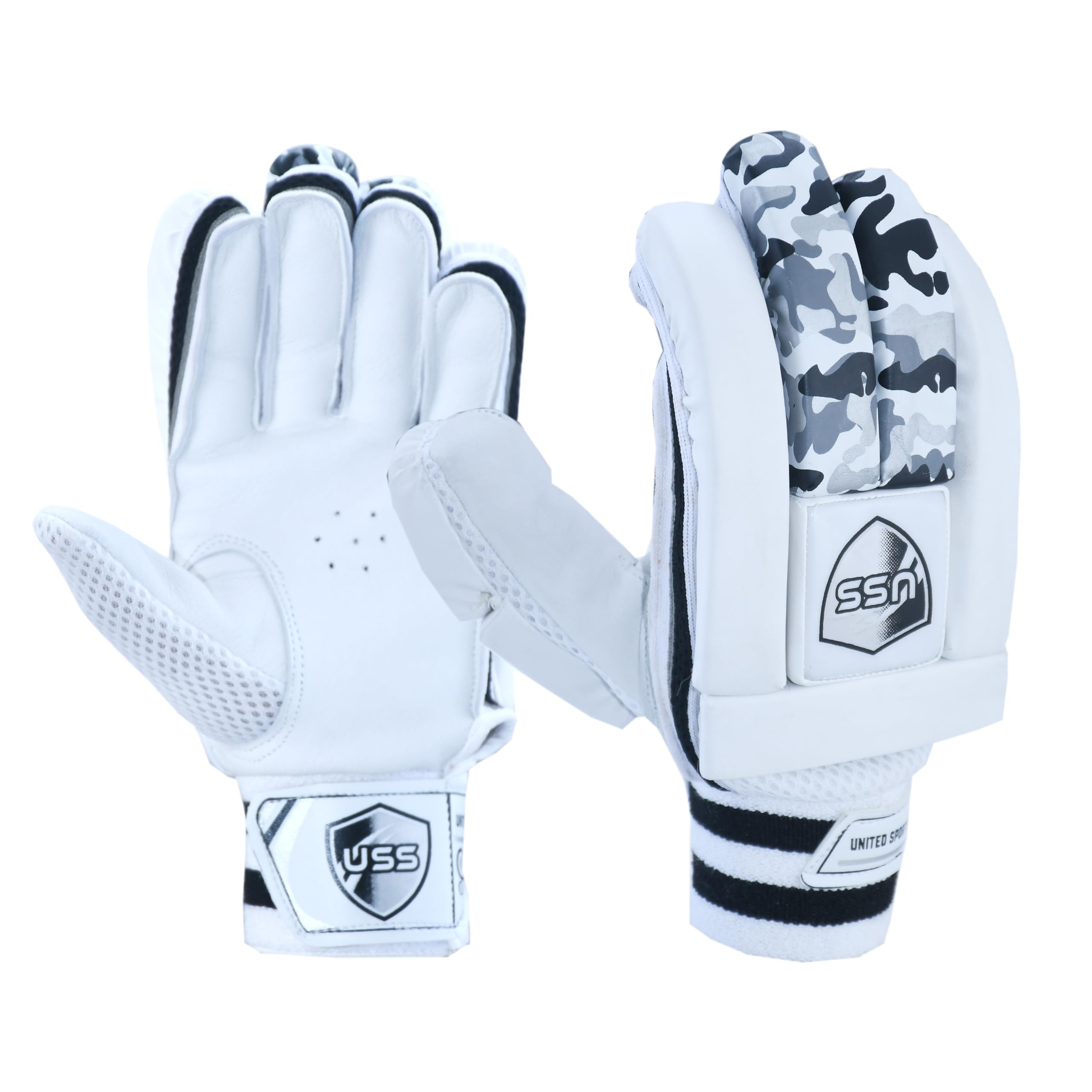 USS Phontom Pro Batting Gloves for Men | Premium Leather Palm | Right Hand Batting Gloves | Black, Silver and White-image-5
