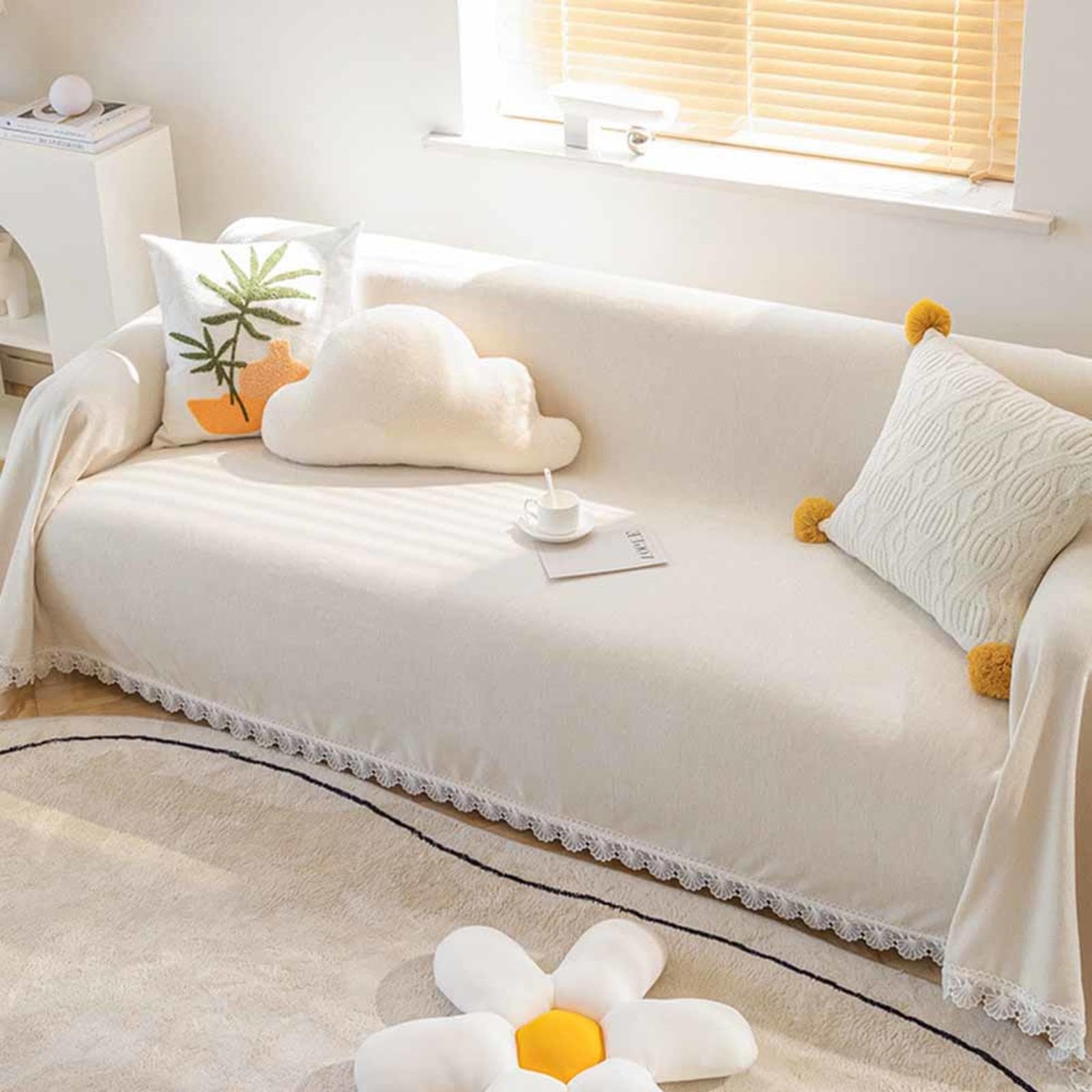 Knitted Beige Throw Blanket for Large Sofas Extra Large 180x260cm Size Soft and Cozy Grey Throws Perfect for 4 Seater Sofa