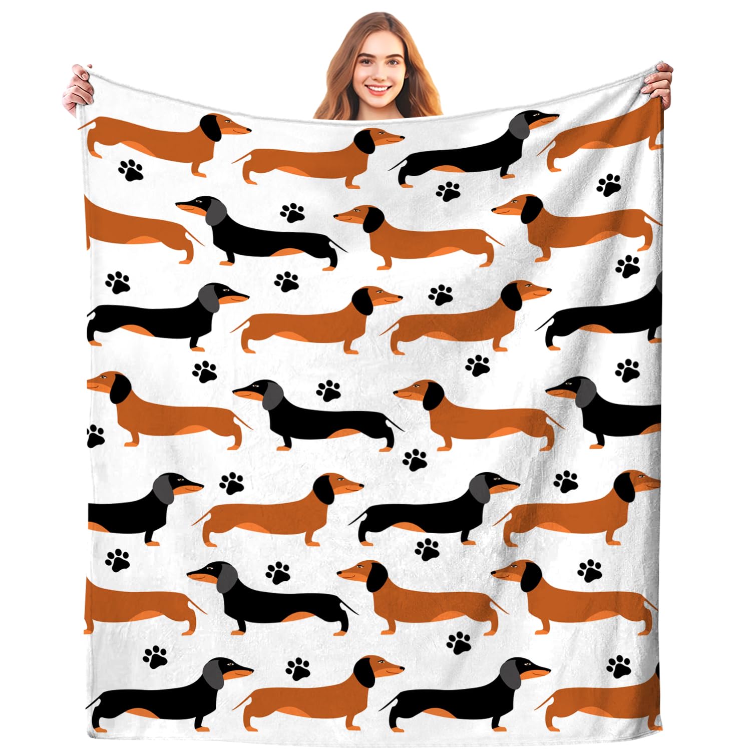 Dachshund Throw Blanket Bedding Super Soft Warm Flannel Blankets for Kids Adults Bedroom Living Room Sofa 50"x60"