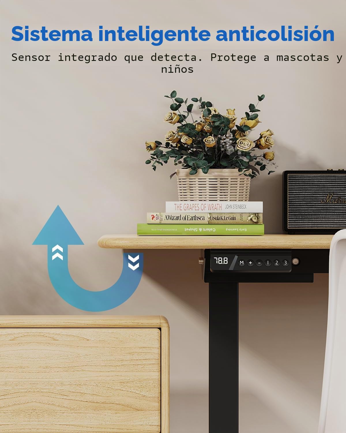 Estructura de escritorio regulable en altura con 2 motores potentes, mesa eléctrica con 3 controles de memoria y protección contra colisiones