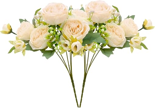 2 B ndel K nstliche Pfingstrose Kunstblumen wie echt Deko Kunstblumen f r Hochzeit Zuhause Tischparty Fensterdekoration Champagne
