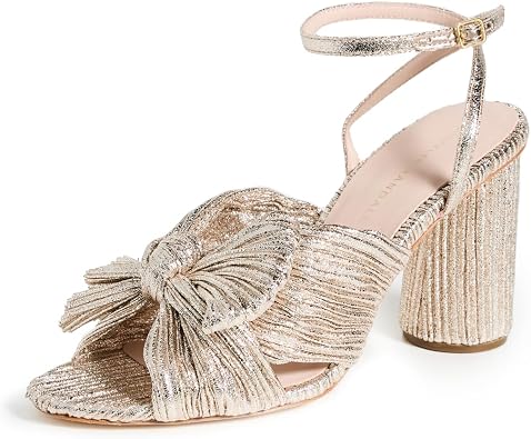 Loeffler Randall Womens Camellia Pleated Knot Heeled Sandals with Ankle Strap