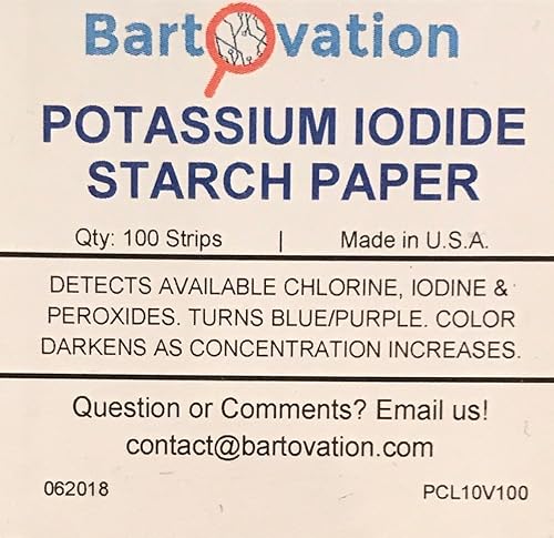 Miniatura 2 de Papel de prueba oxidante de almidón de yoduro de potasio vial de 100 tiras de prueba de papel para detección de cloro, yodo y peróxido