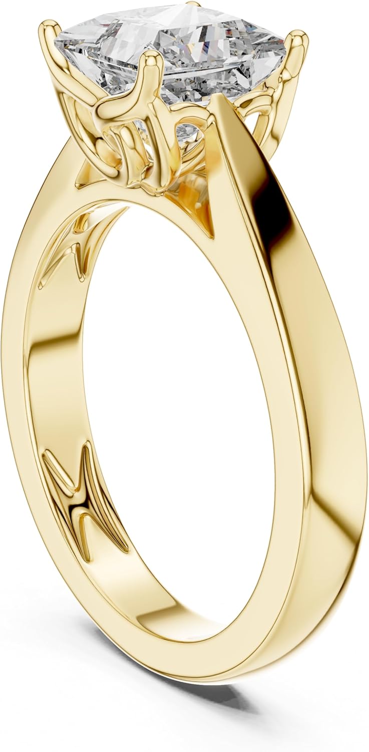 White Gold & 925 Sterling Silver Wedding Ring 1-2-3-4 Carat Lab Grown Diamond Ring Princess Cut Engagement Ring Solitaire Diamond Ring Sister's day Gift F-103