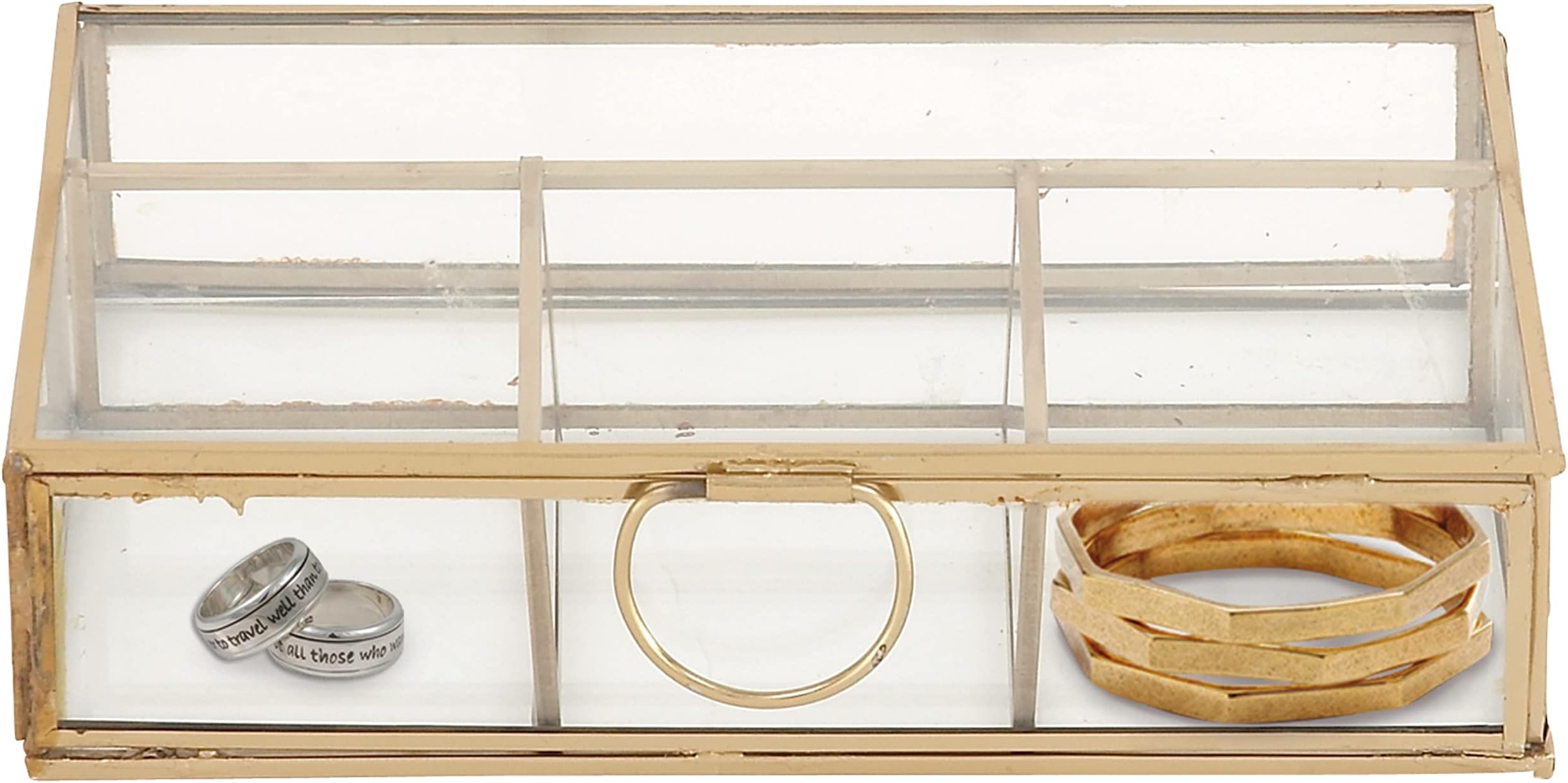 Modern Gold Glass Jewelry Box