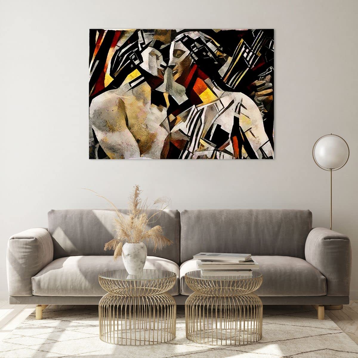 Tableau Sur Verre Moderne 100x70cm - Impression Abstraite Colorée Décoration Murale