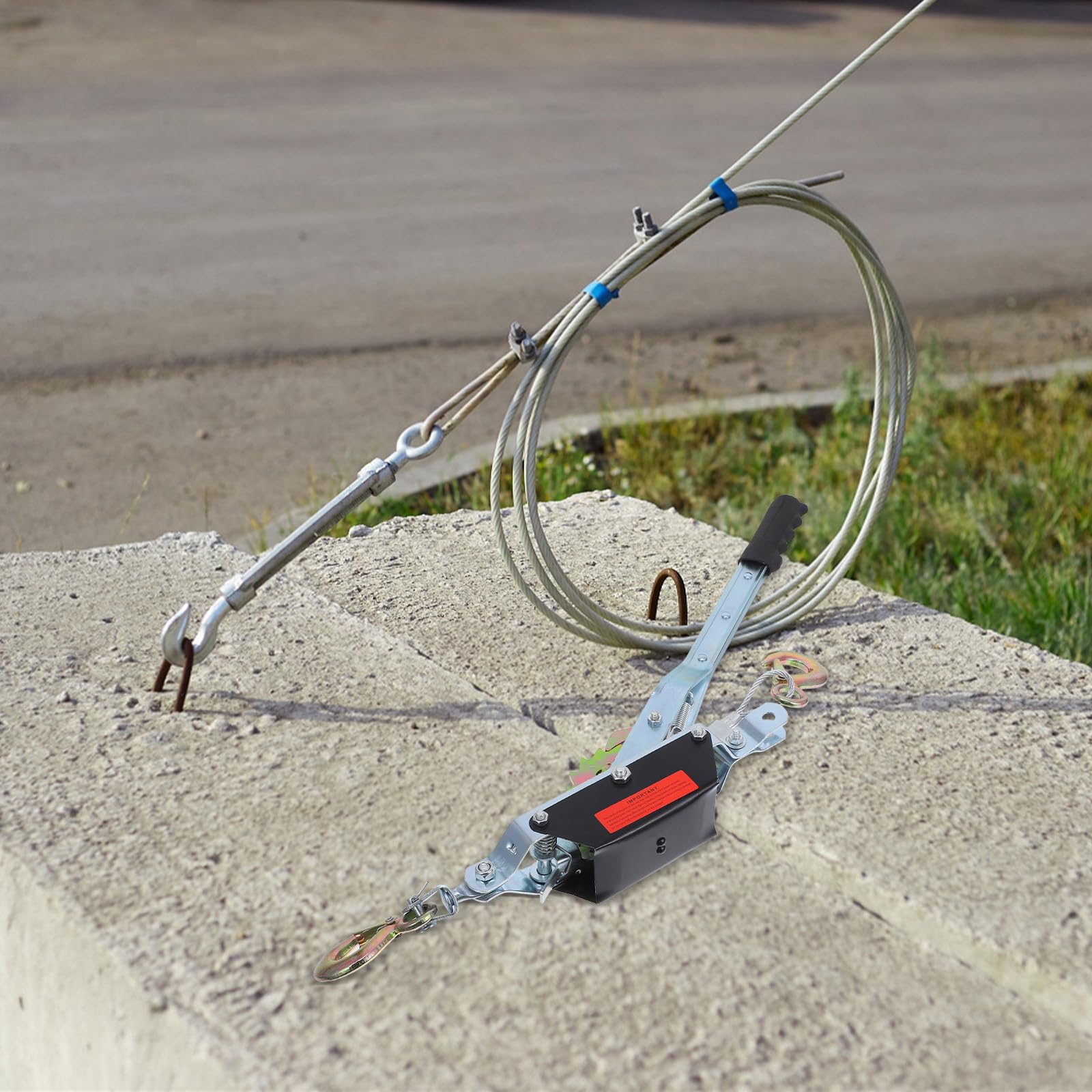 Kabelspanner Ratschenzug Stahlseilspanner 1t mit Doppelhaken Handzuggerät für Elektriker und Bootszubehör
