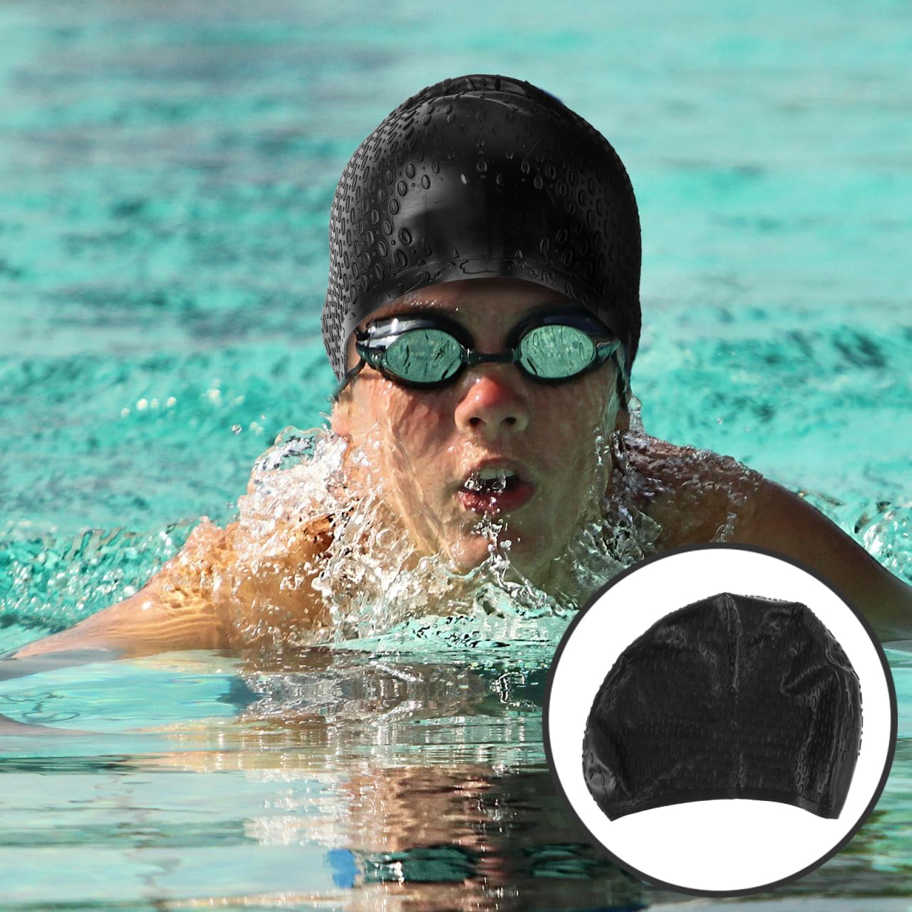 Sosoport Silicone Swimming Hat Adult Water Drop Cap Waterproof Swim Cap Swim Cap for Women Men