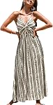 CUPSHE Women's Maxi Dress V Neck Twisted Sleeveless Cutout Self Tie Long Dress Summer Formal Dress