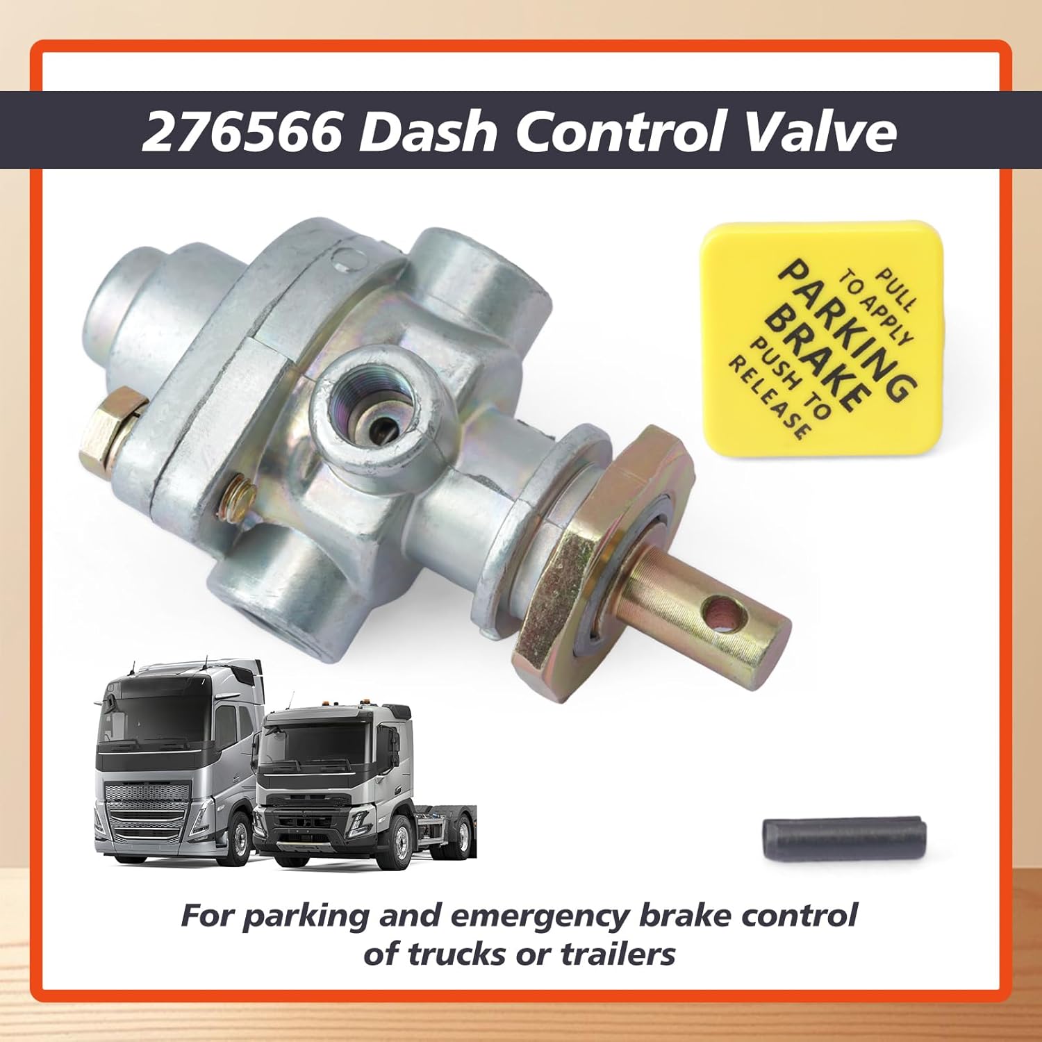 276566 PP-1 Dash Control Valve Replacement for Bendix 277015 for Haldex KN20021, Truck and Trailer Parking Emergency Brake 20PSI 1/8" Push/Pull