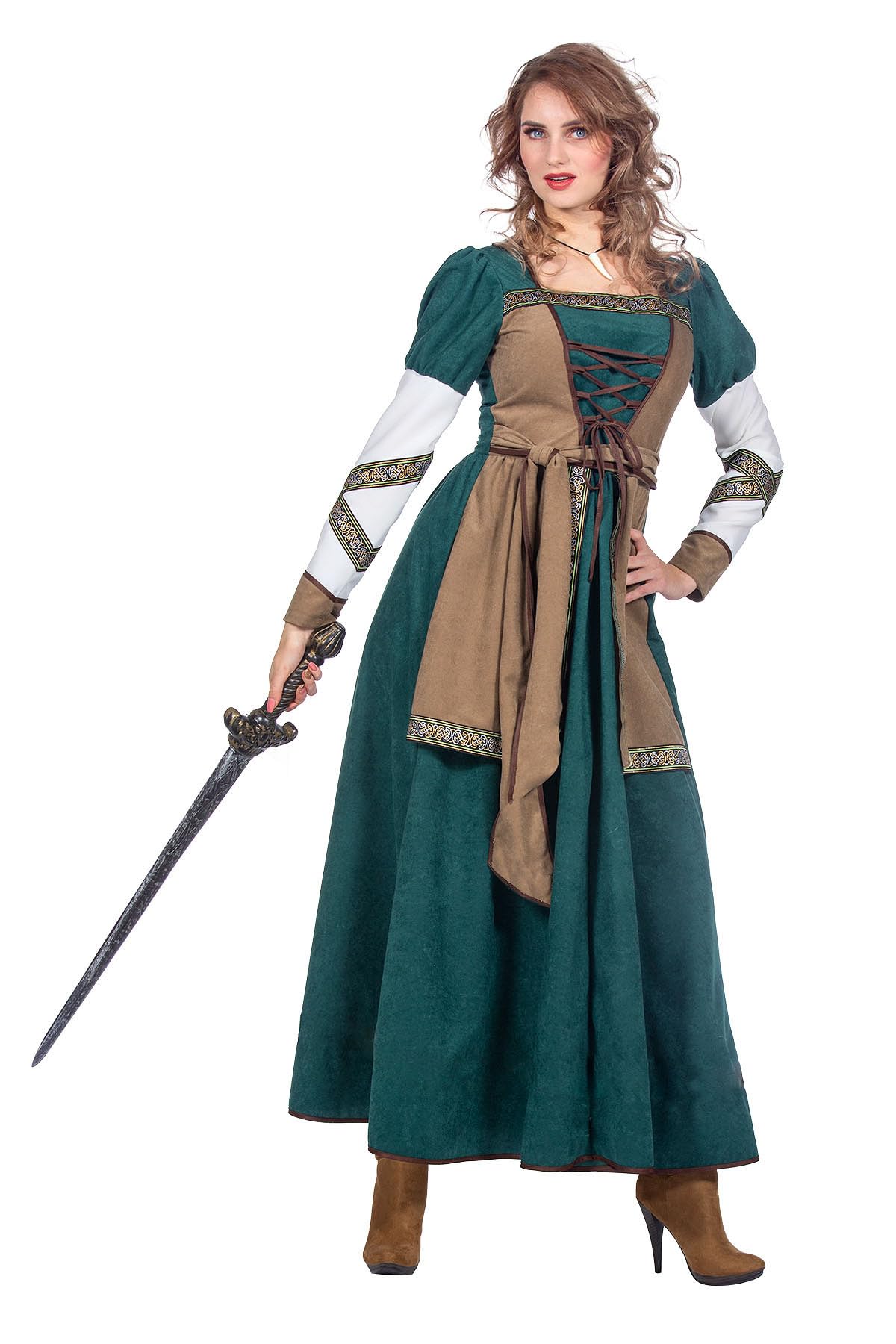 WILBERS & WILBERS 320470 Viking Costume Women's Long Viking Dress for Medieval Warrior Carnival LARP