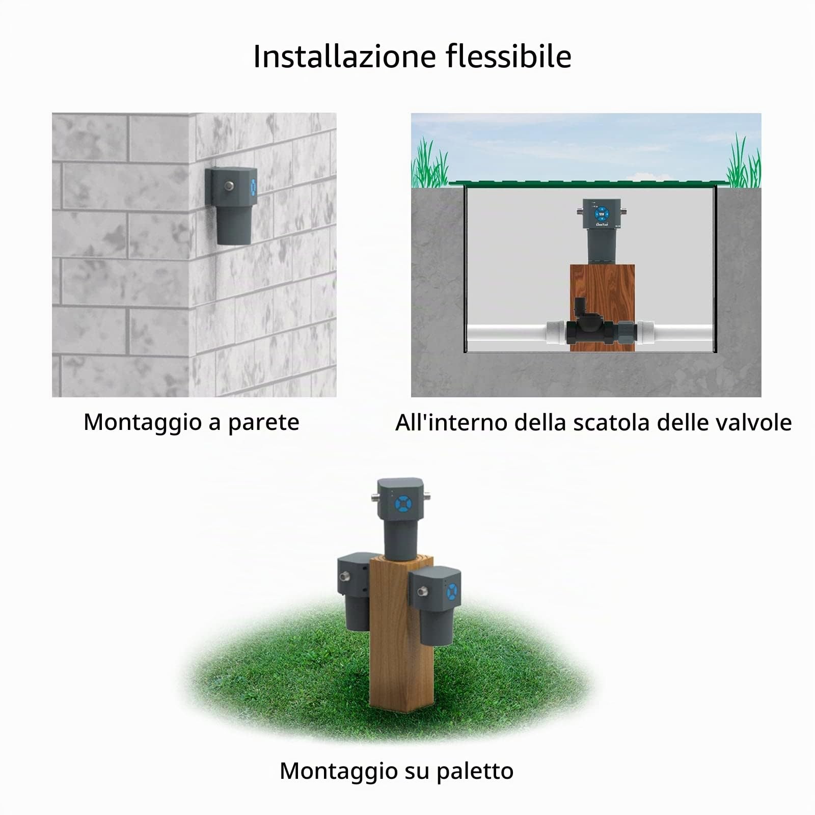 LinkTap ValveLinker 4 Zone Programmatore Irrigazione & Gateway, Antigelo | Adattivo Meteo, Copertura Superiore al Wi-Fi, Alimentazione Flex, Contalitri 1" & 2" Opzionale, Rilevamento Guasti e Avvisi