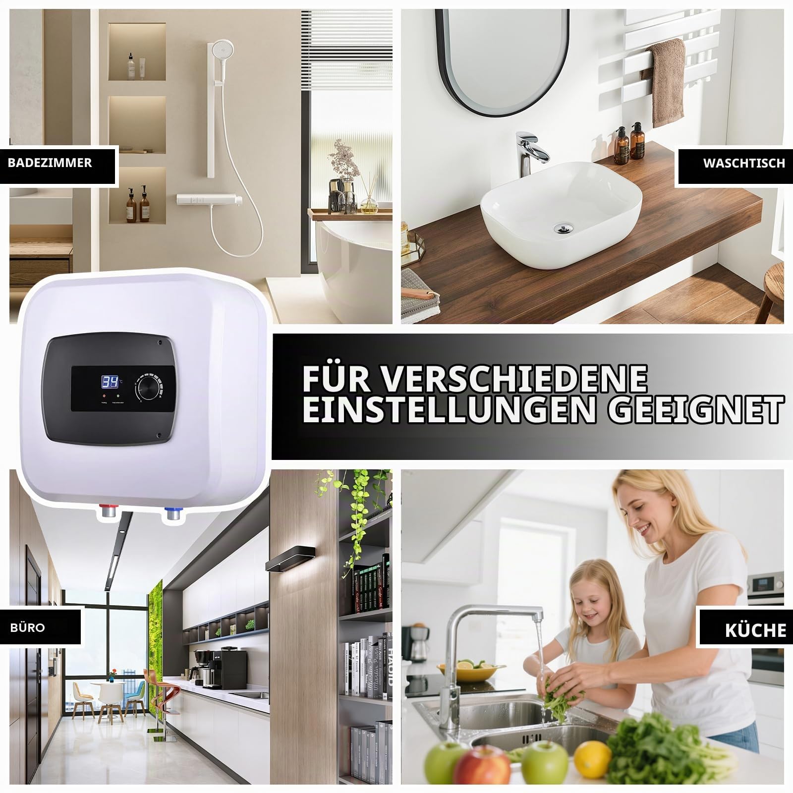 Elektrischer Warmwasserboiler 15 Liter, 1500W Warmwasserboiler