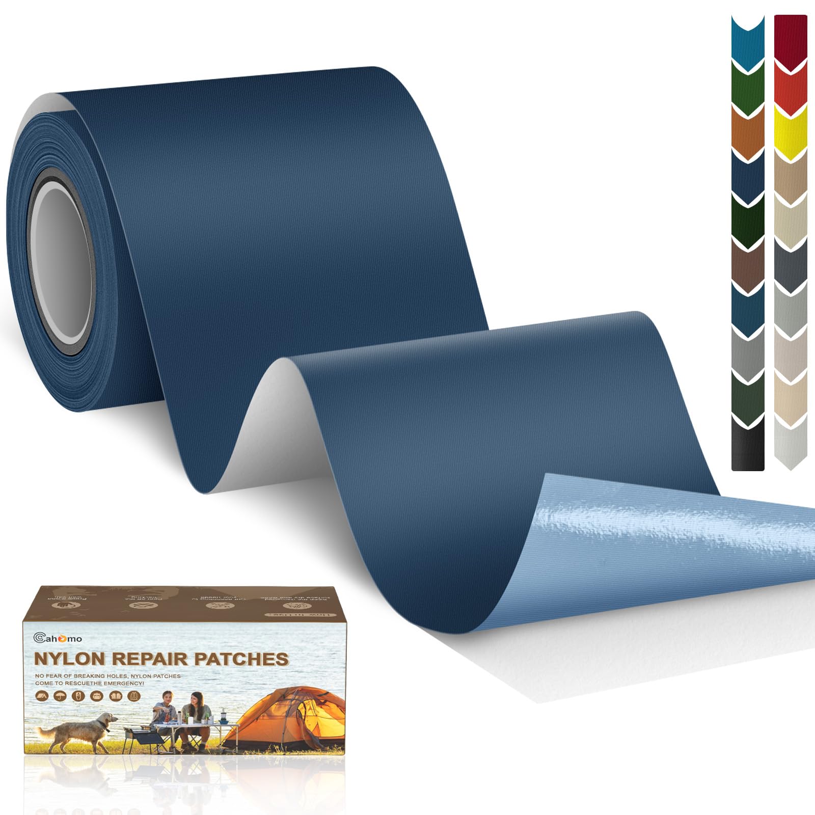Cahomo Nylon Repair Patch 7.62x200 cm Nylon Repair Tape Self Adhesive Nylon Fabric Tape Outdoor Camping Gear Nylon Repair kit for Tent, Umbrella, Down Jackets, Sleeping Bag, Knapsack (Dark Blue) — image 1