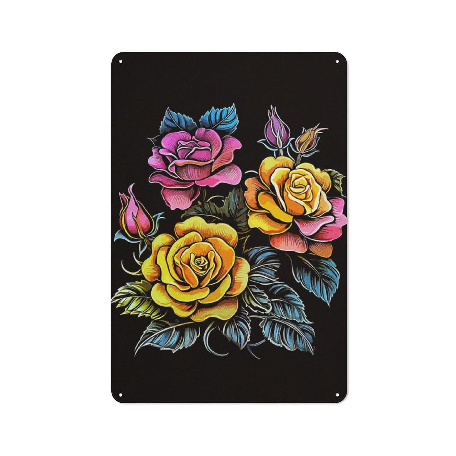 Junmoney Nice Flowers Metal Wall Sign 30X20cm Featuring For Home Bar Wall, For Themed Interiors In Home Bars And Entertaining Spaces