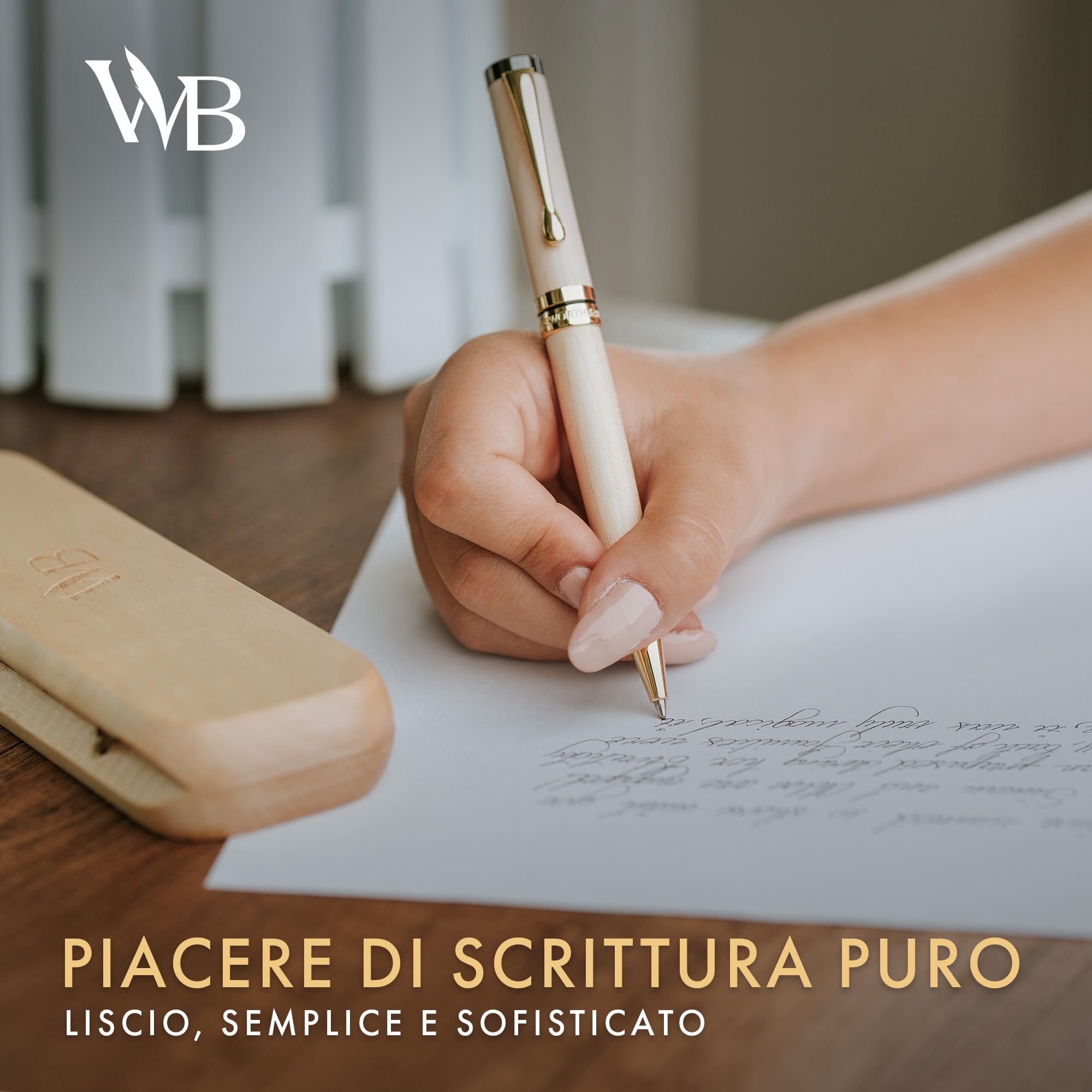 Wordsworth and Black Ballpoint Pen Set - Penna di lusso mozzafiato in bambù acero, finitura oro, ricaricabile, miglior penna per uomini & donne, ricarica d'inchiostro