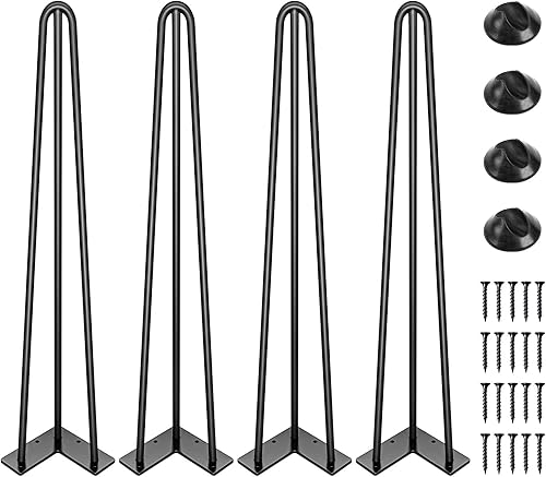 Miniatura 13 de SMARTSTANDARD Patas de mesa de horquilla de 24 pulgadas, 3 varillas de acero con diámetro de tubo de 1/2 pulgada, capacidad de carga de 800 libras