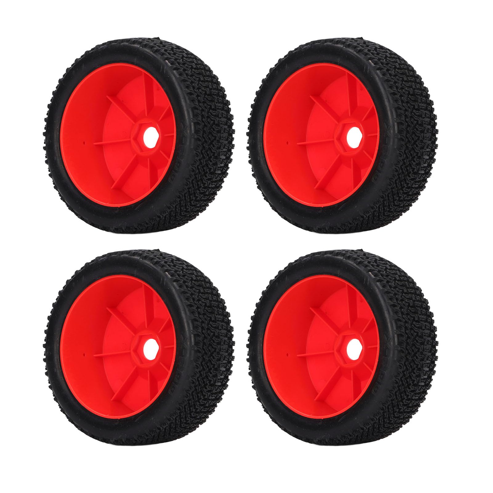 Opony samochodowe RC X600 Bieżnik Wysokiej jakości gumowe plastikowe opony zamienne do TRAXXAS SLASH 1/10 RC Short Truck Zestaw 4 sztuk z adapterami W zestawie nakrętki i klucz (Czerwony)