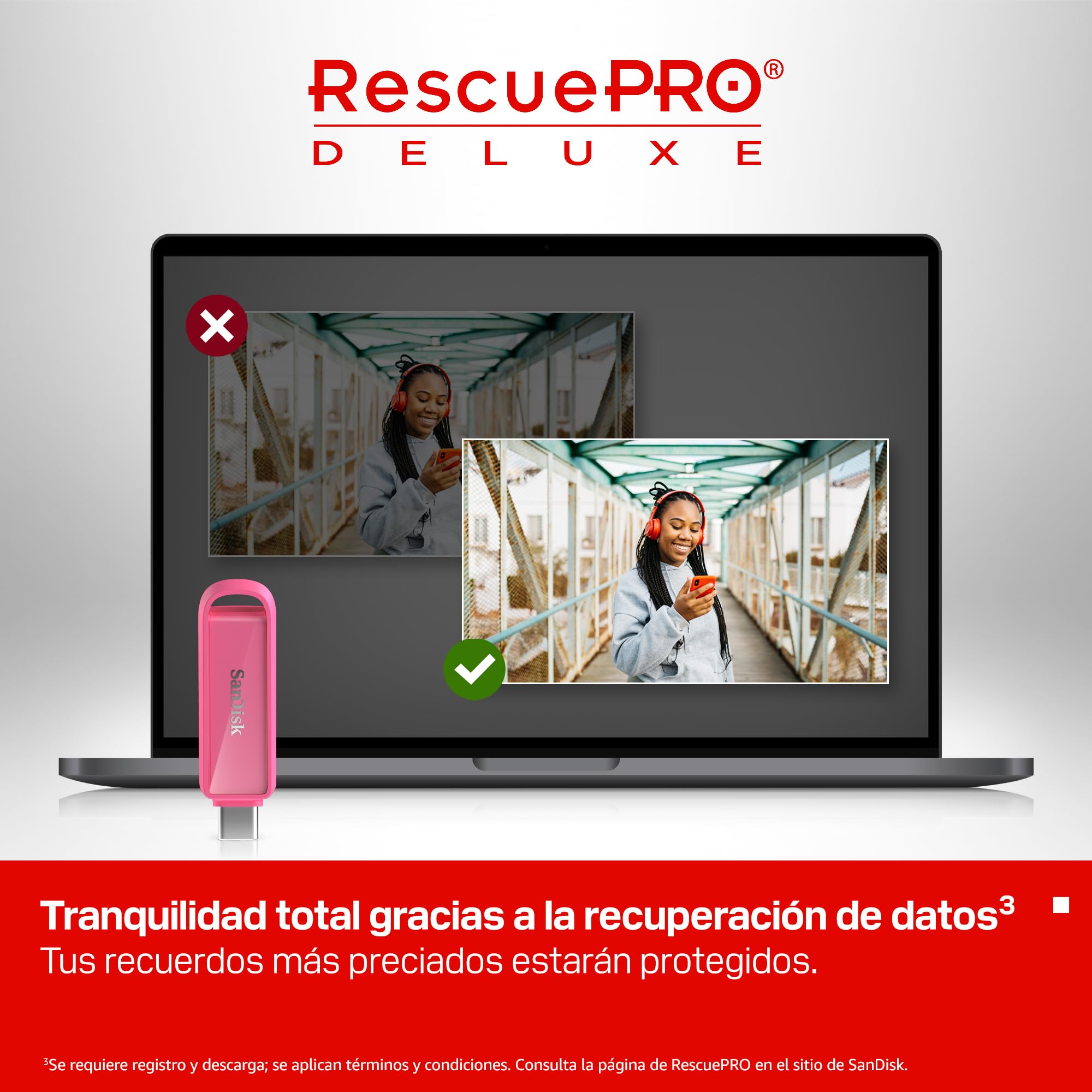 SanDisk Phone Drive con USB Type-C 1 TB (para teléfonos Inteligentes, tabletas y Ordenadores, velocidades de 150 MB/s, Haz copias automáticas, recuperación de Datos) - Rosa Estrella de Mar