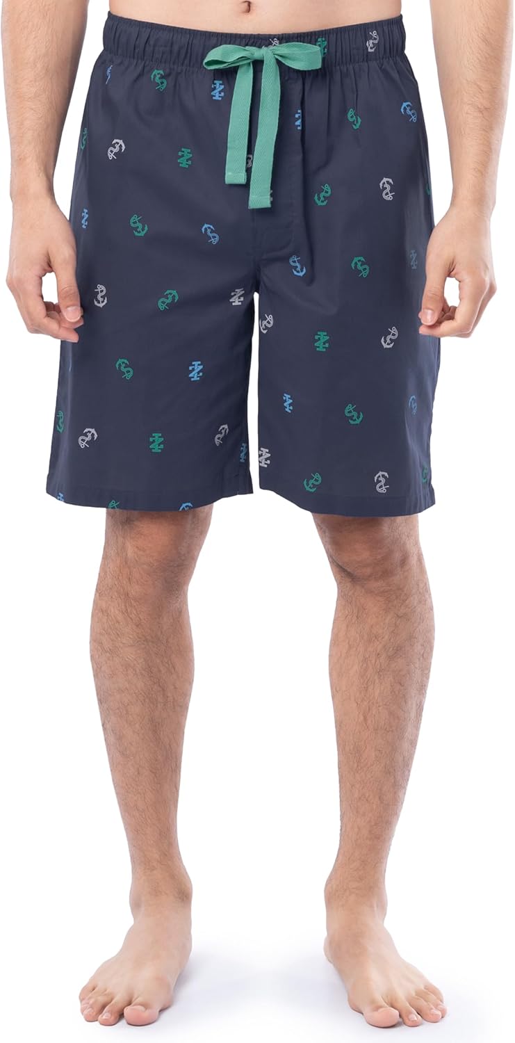 IZOD mens Printed Poplin Relaxed Fit Drawstring Sleep Shorts