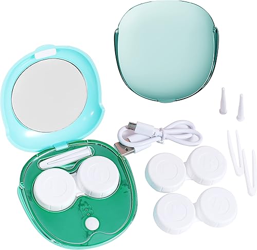 Miniatura 13 de Estuche de Viaje para Lentes de Contacto con Limpiador y Lavadora, Estuche Portátil para Lentes de Contacto con Espejo, Pinzas, Herramienta de