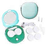 Contact Lens Cleaner Machine, Portable Ultrasonic Cleaning With USB Charger Mirror Tweezers Remover Tool Replaceable Contact Lens Case for Daily Outdoor (green)