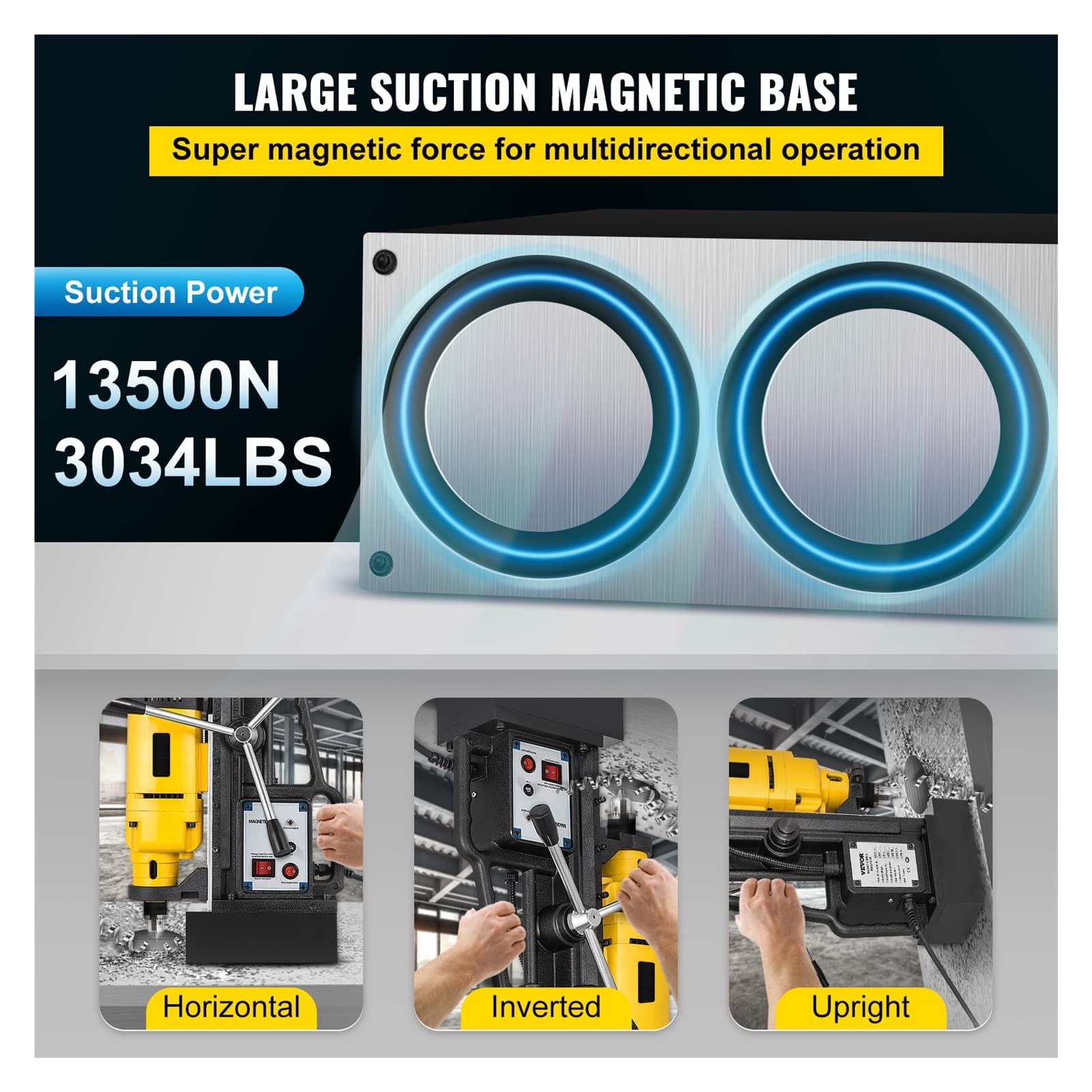 taladradora magnética de sobremesa de 1200W y perforadora eléctrica for la construcción de estructuras Fácil de usar para principiantes y profesionales