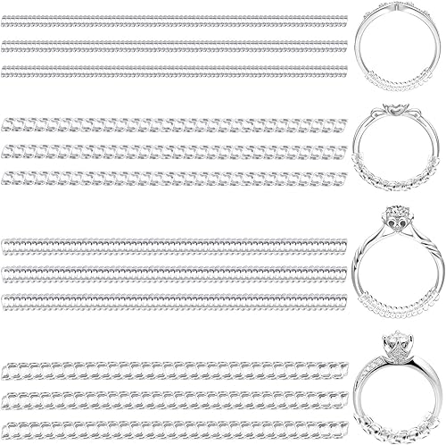 SEWACC Ajustadores de tamaño de anillo de silicona transparente 12 unidades protector de anillo invisible ajustadores de anillo de plástico espiral