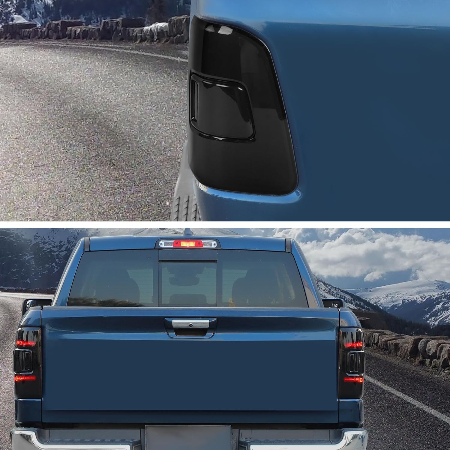 CheroCar Tail Light Lamp Cover Fit for 2018 2019 2020 2021 2022 2023 2024 2025 2026 Dodge RAM Smoked Black Tail Light Cover Trim Rear Guard Blackout Exterior Accessories