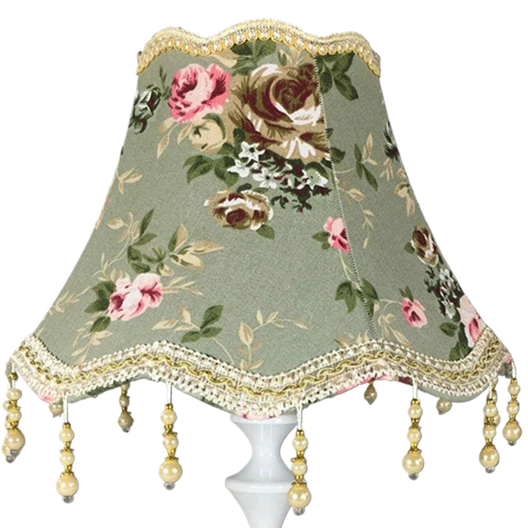 Lampenschirm für Tischlampen, kleiner Vintage-Lampenschirm mit Perlenanhängern, einfach zu installierende Muschelglockenschirme für E27-Tisch-Boden-Wandleuchte