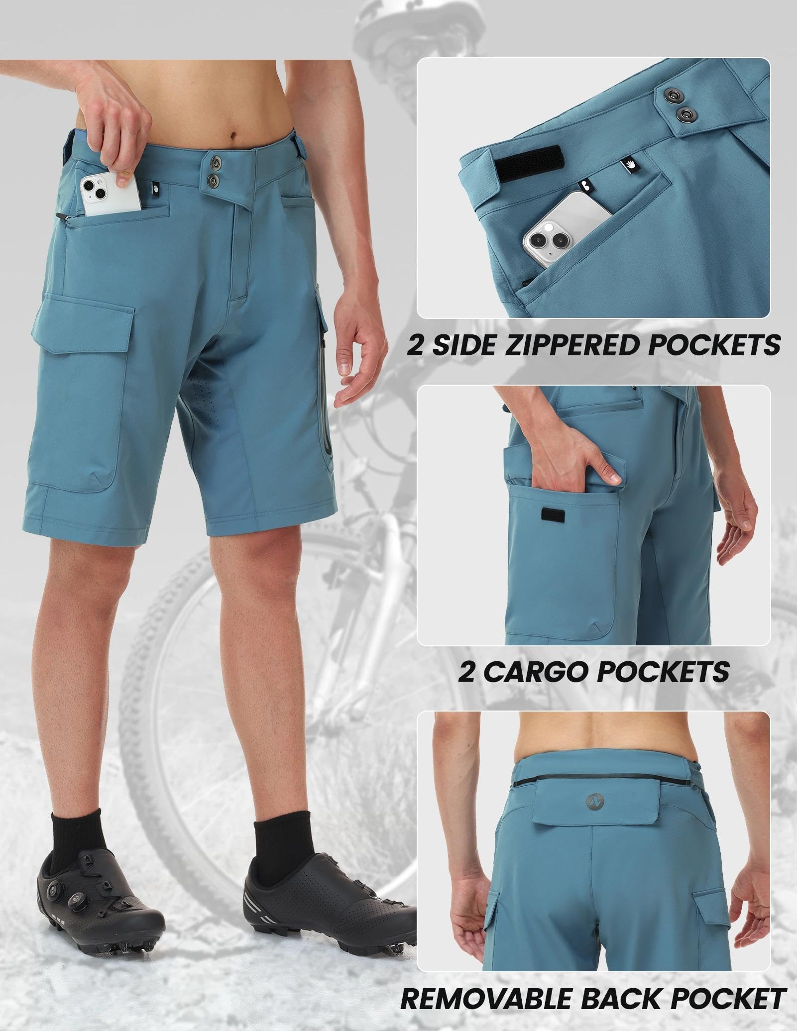 Nepest Pantalon de cyclisme court pour homme - Rembourré 4D - Séchage rapide