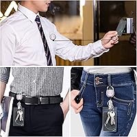 Vista 20 de Giancomics Black ID Badge Holder with Lanyard, Lanyards for ID Badges with Badge Reel Retractable Heavy Duty, Lanyard with ID Holder Keychain Clip