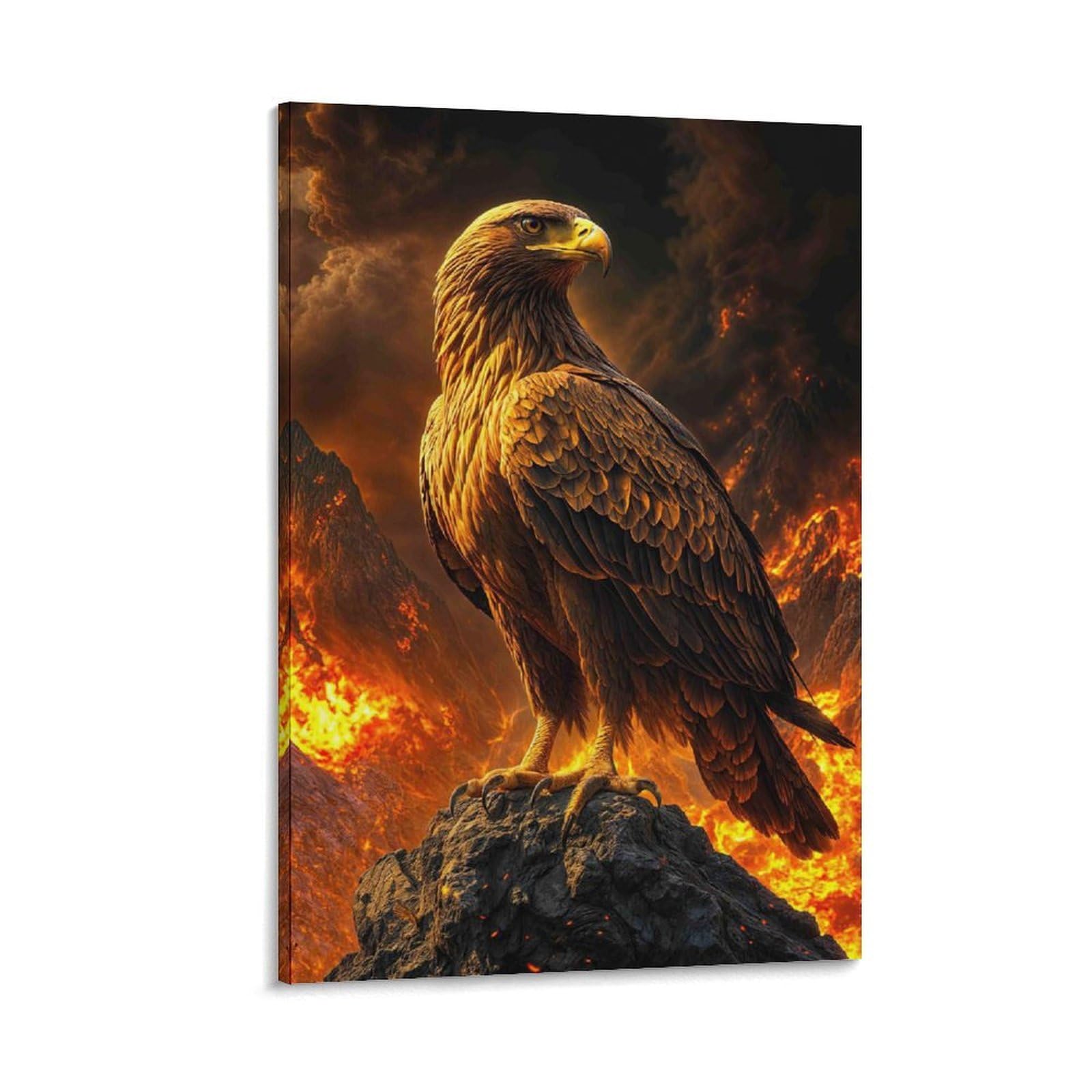 DHBANEIOK Eagle Standing Rock Wall Decor Poster Canvas Prints Picture Modern Wall Art Picture Wall Hanging for Bathroom Wall Decor 08x12inch(20x30cm)