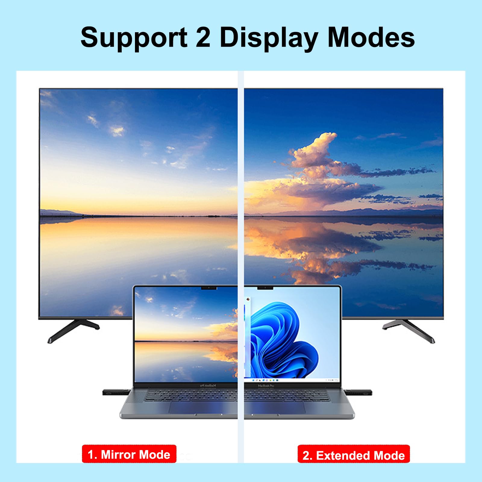 Transmisor y receptor HDMI inalámbrico, extensor HDMI de 165FT/50m, decodificación 4K y salida 1080P, portátil plug&play de 5G+2.4G para transmitir video y audio a un monitor desde laptop/PC/TV Box