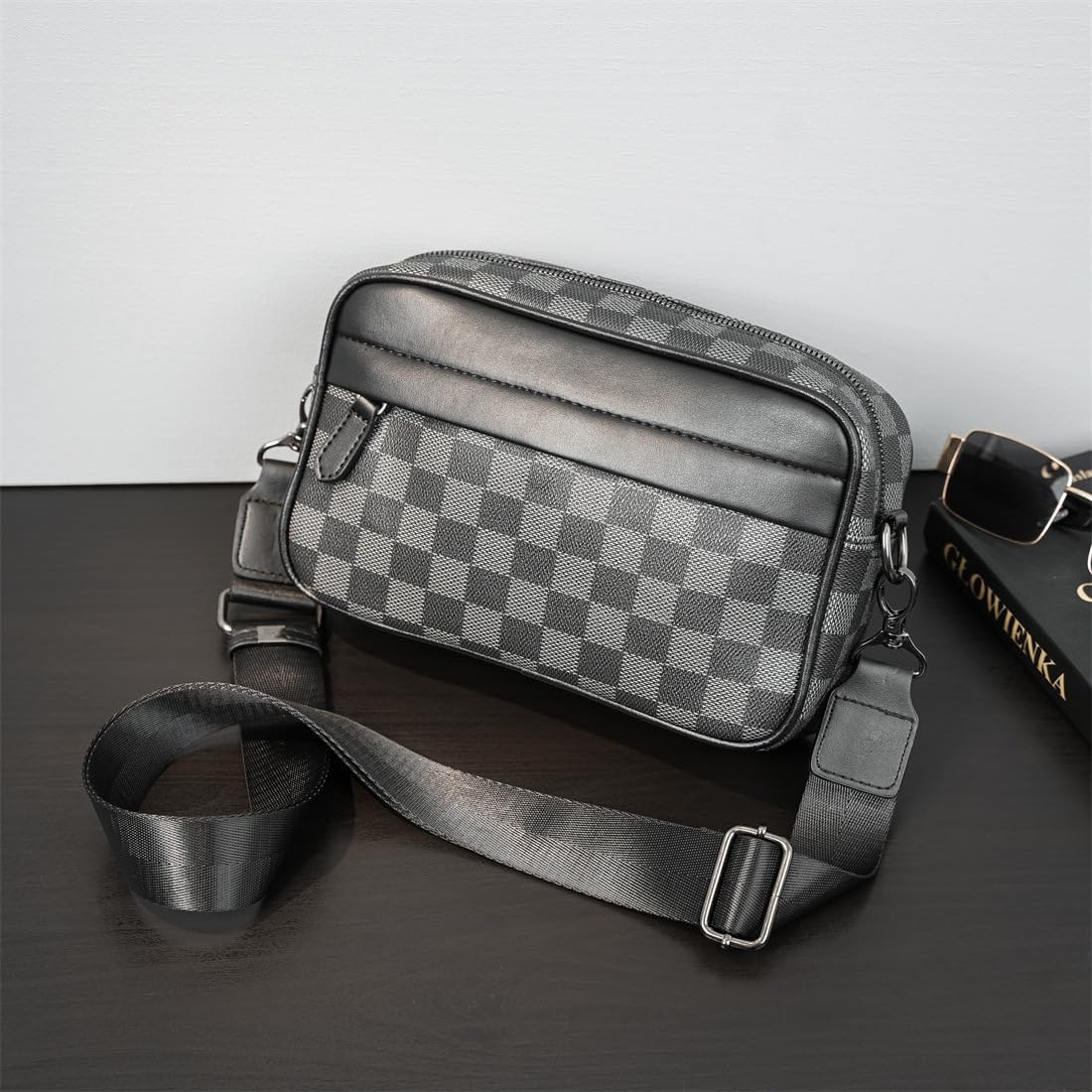 Men's Genuine Leather Crossbody Bag, Trendy Messenger Sling Bag for Commuter Casual All-Match Daily Use Gift Box