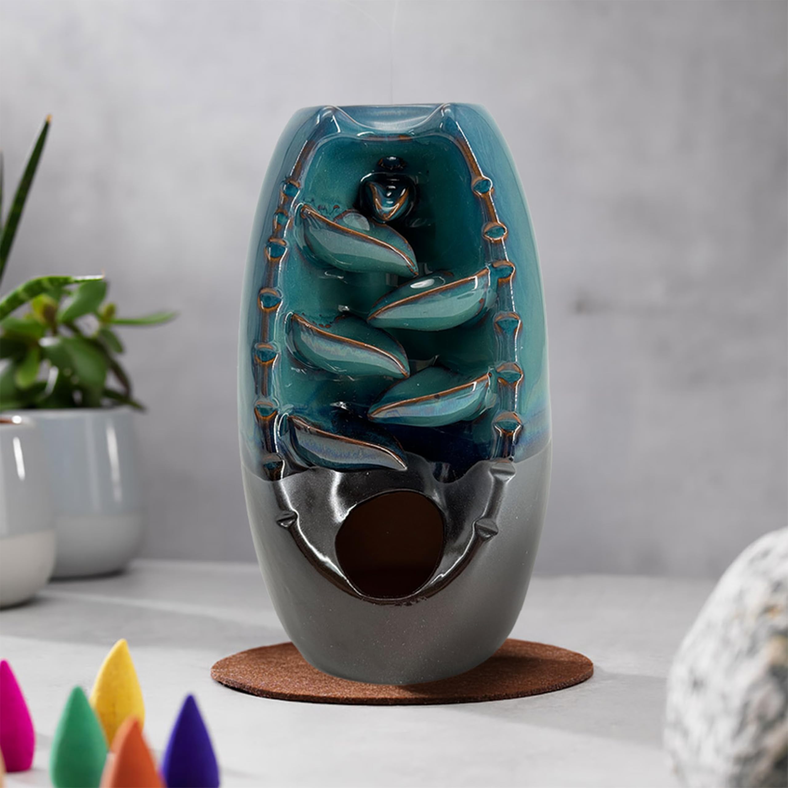 Wellbeing Cascading Smoke Incense Burner - Ceramic Design - Aromatherapy & Relaxation