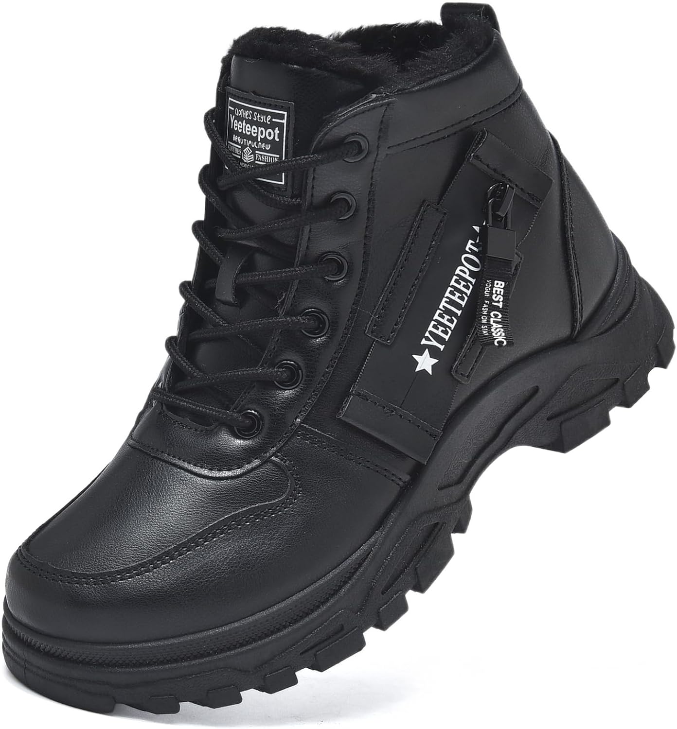 Womens Snow Boots Warm Winter Boots Ladies Fur Lined Ankle Boots Lace Up Outdoor Booties Anti-Slip Sneakers Waterproof Walking Shoes