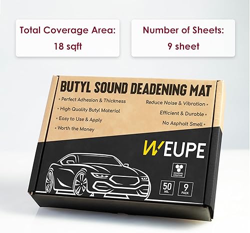 Miniatura 6 de Alfombrilla Insonorizante para Automóviles, 50 mil 18 Pies Cuadrados, Amortiguador de Sonido Automotriz de Butilo, Material de Amortiguación de