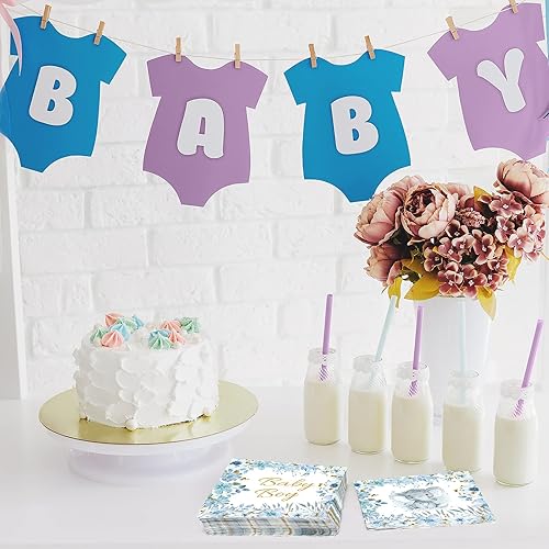 Miniatura 6 de 100 servilletas de papel de 2 capas de elefante para baby shower, para cóctel, elefante, baby shower, servilletas desechables para decoración,