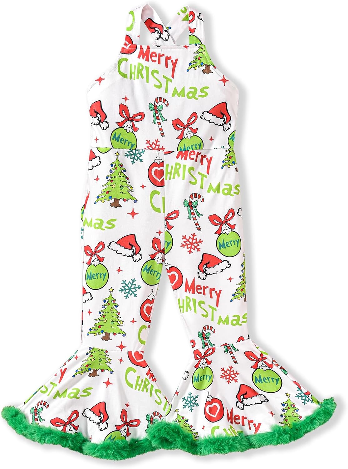 Toddler Baby Christmas Outfit Overalls Little Kid Girls Suspender Romper Jumpsuit Bell Bottom Pants Christmas Clothes