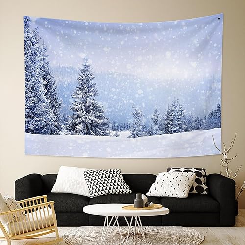 Miniatura 4 de Tapiz navideño para colgar en la pared, pinos de Navidad, chimenea, medias, tapiz de pared, Papá Noel, regalos de Navidad para fiesta, sala de