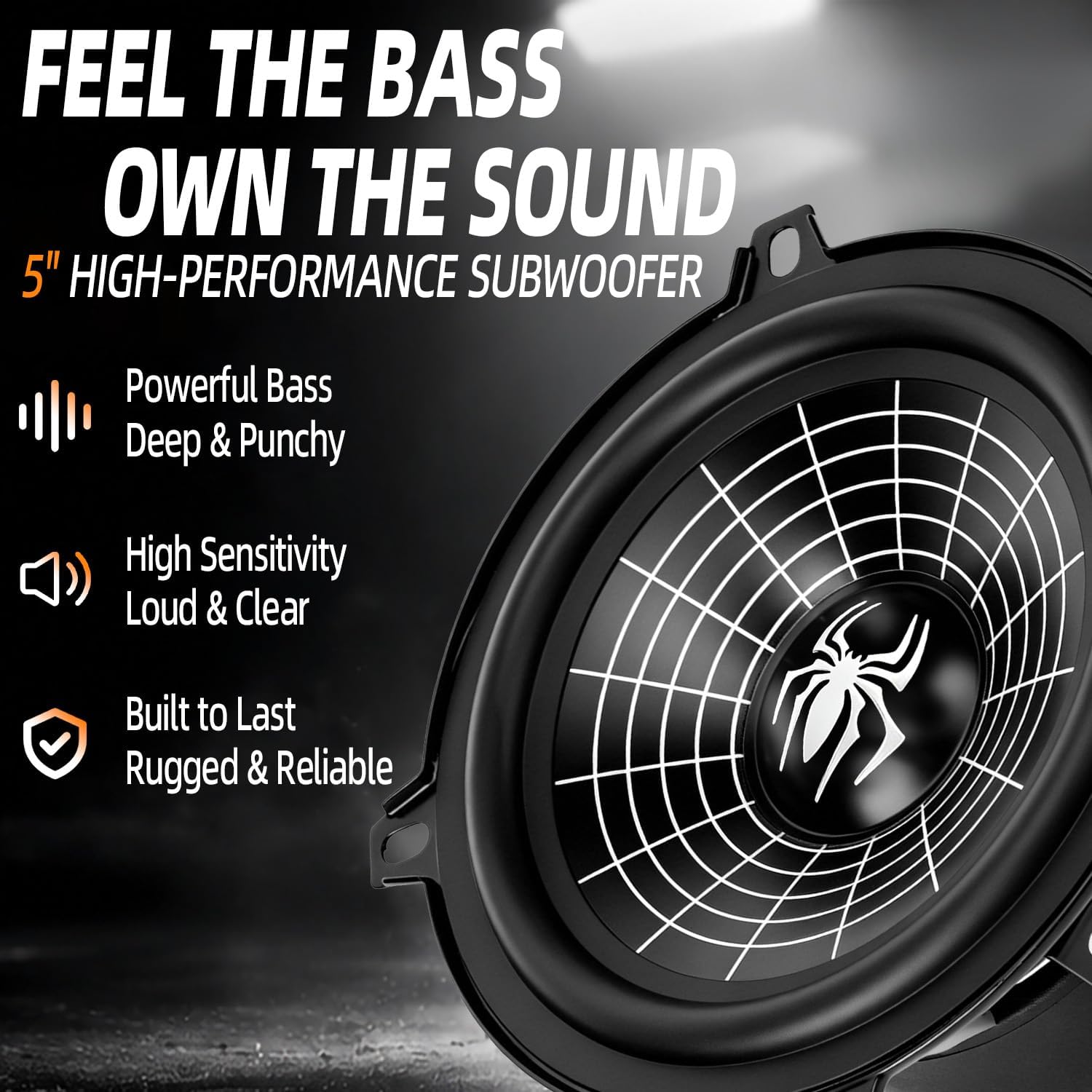 5.25 Inch Speakers, 600W 4 Ohm 5 In Speaker Car Audio Aluminum Cone Woofer