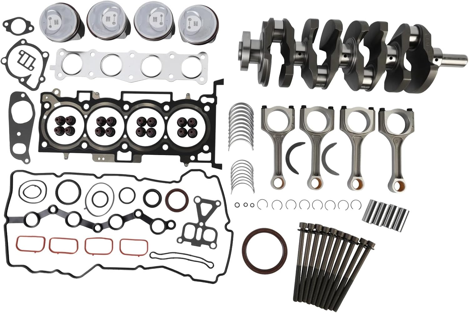 G4KJ 2.4L Engine Rebuild Overhaul Kit w/Crankshaft & Connecting Rods Compatible with Hyundai Sonata Tucson Santa Fe Sport 2011-2019 for Kia Optima Sorento Sportage 2.4L Replace 23410-2G500