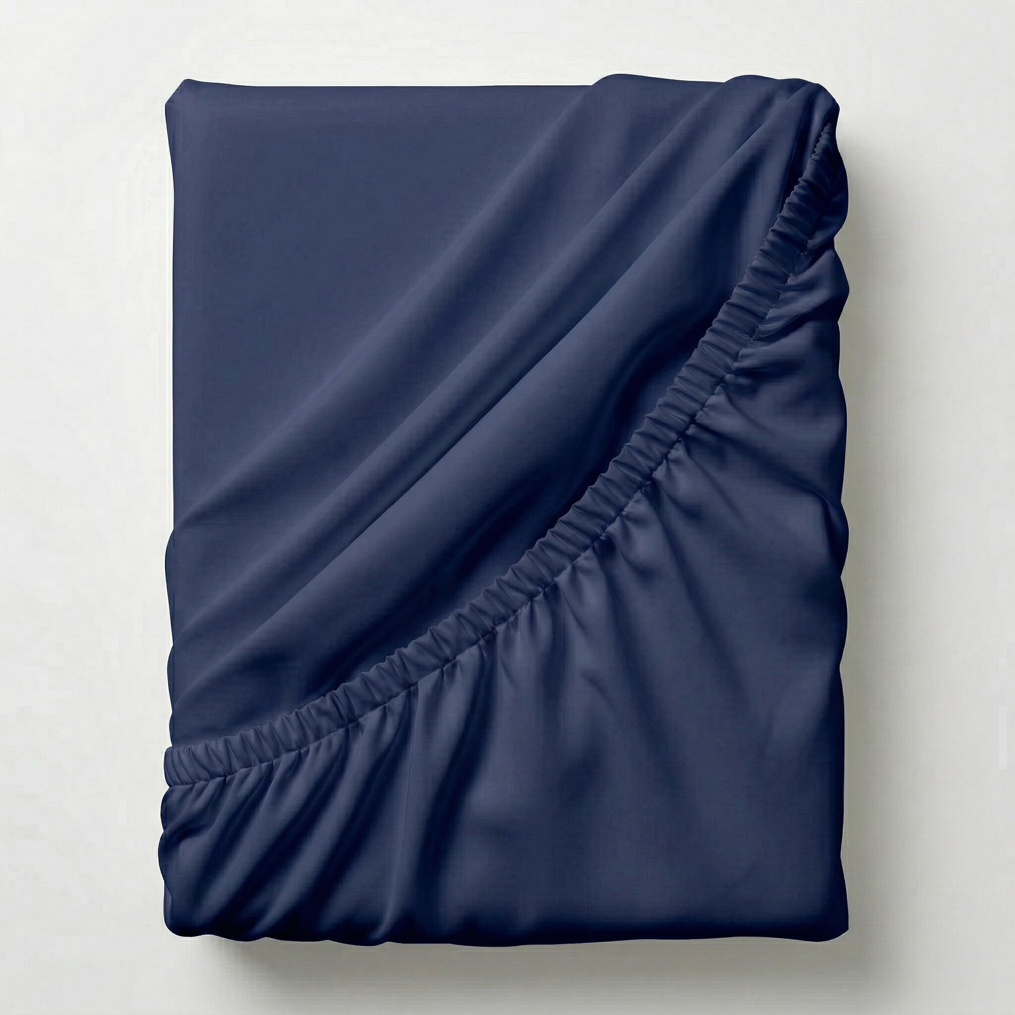 Twin Size Fitted Sheet 18 Inch Extra Deep Pocket Egyptian Cotton Fitted Sheets Elastic All Around 800 Thread Count Cooling, Soft, Breathable Sateen Weave Only Bottom Sheet 39" x 75"-Navy Blue 4