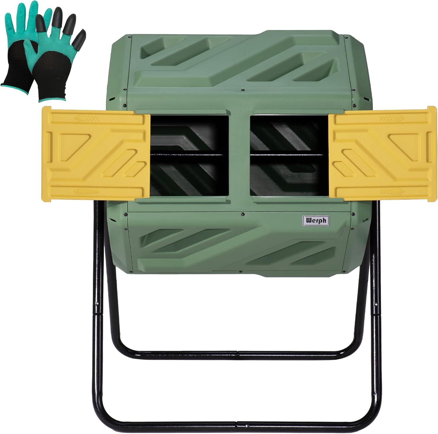 ColorYourLife 43 Gallon Dual-Chamber Compost Tumbler - Fast 10-Min Assembly, Rotating Outdoor Composter Bin with Gloves