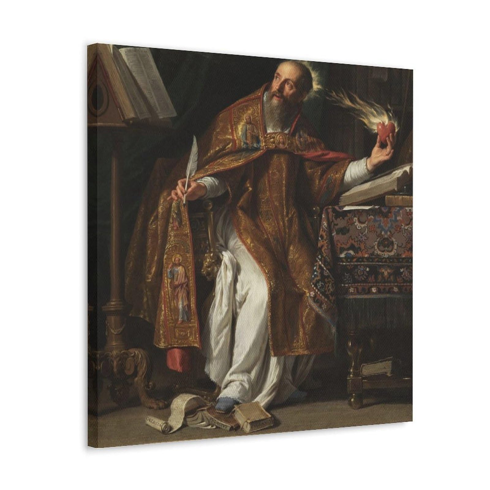 Philippe De Champaigne Saint Augustine Vintage-Kunstposter für klassisches Zuhause, Studio, Büro und Galerie, Wanddekoration, 61 x 61 cm