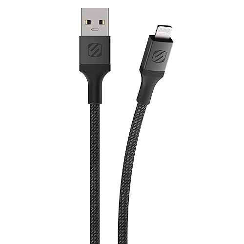 Scosche i3B1SG-SP - Cable de carga Lightning trenzado con certificación MFi Strikeline Sync para todos los dispositivos Lightning, 1 pie, color negro
